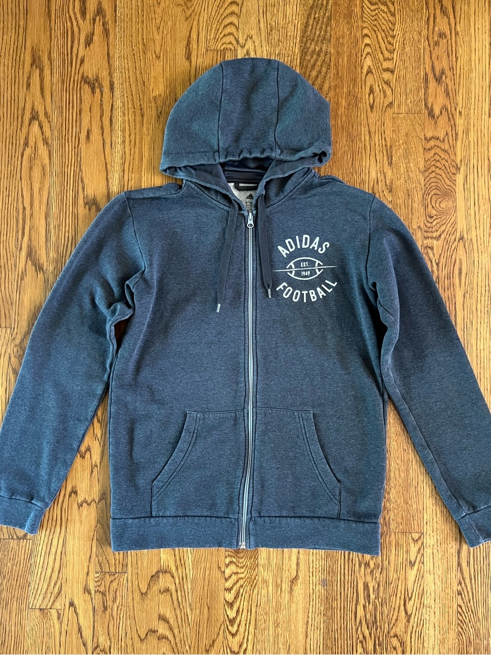 Adidas Football Men's Small Full Zip Logo Sweatshirt Hoodie Jacket Gray